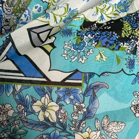 Notations Smocked Topper Size 3X Patchwork Print Sheer Lace Boho Peasant - Picture 6 of 15